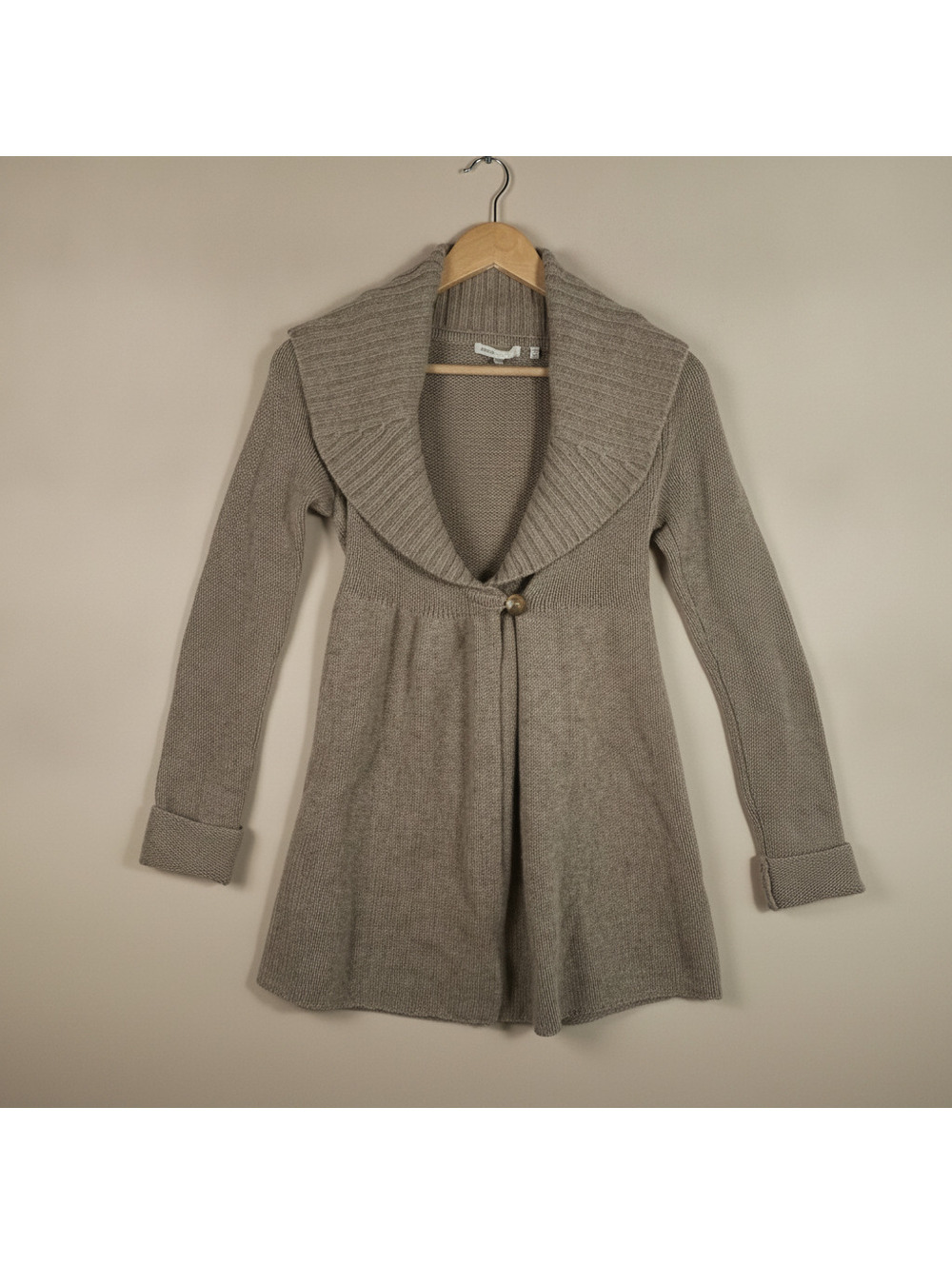 Vince Tan Alpaca Wool Cashmere Blend Knit Shawl Collar Quiet Luxury Cardigan S